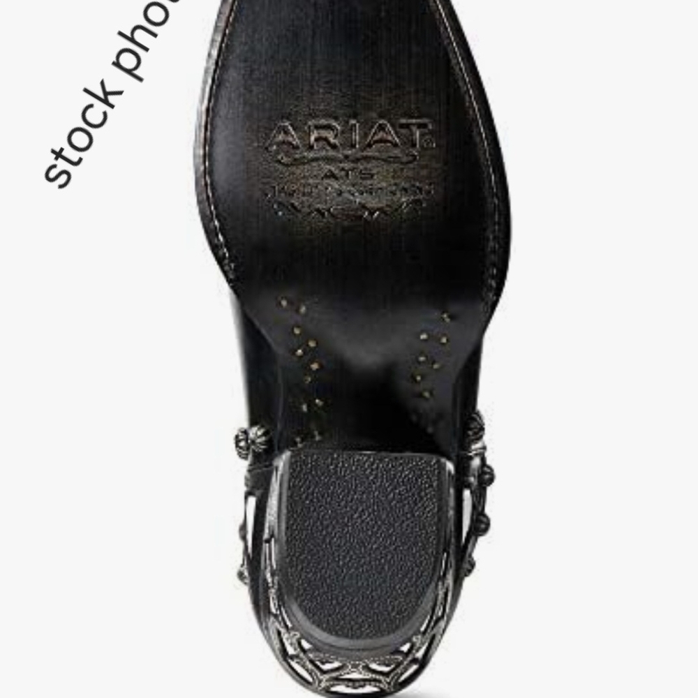 ARIAT Diva Black & White Leather Sexy Ladies Western Studs Ankle Boots Booties 8 - Picture 6 of 16